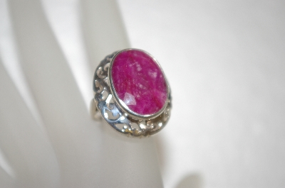 +MBA #16-277  Fancy Sterling Set Russian Ruby Ring 