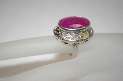 +MBA #16-277  Fancy Sterling Set Russian Ruby Ring 