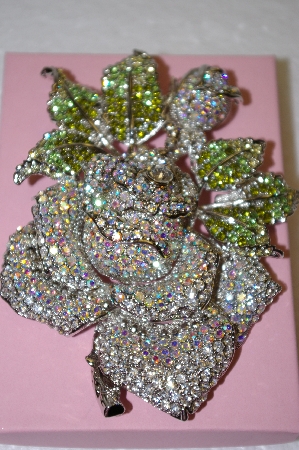 +MBA #16  Jumbo Crystal Rose Brooch 