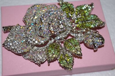 +MBA #16  Jumbo Crystal Rose Brooch 