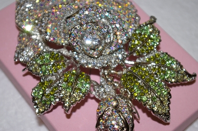 +MBA #16  Jumbo Crystal Rose Brooch 