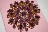 +MBA #16-472  Large Antique Gold Toned Purple Glass Brooch