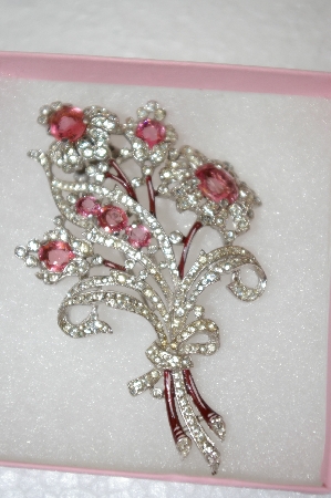 +MBA #16-388   "Trifari Pink & Clear Flower Pin