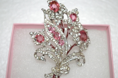 +MBA #16-388   "Trifari Pink & Clear Flower Pin