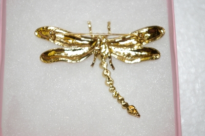 +MBA #16-443  Pink & Green Crystal Dragonfly Pin