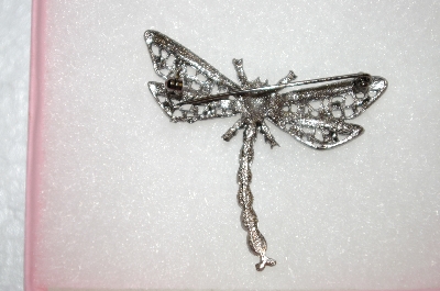 +MBA #16-460  "Antiqued Silver Blue Crystal Dragonfly Pin