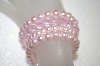 +MBA #16-467  Set Of 4 Pink Glass Pearl & Pink Crystal Stretch Bracelets