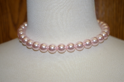 +MBA #16-427  Single Strand Large Pink Glass Pearls