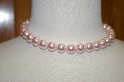 +MBA #16-427  Single Strand Large Pink Glass Pearls