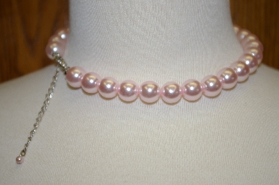 +MBA #16-427  Single Strand Large Pink Glass Pearls