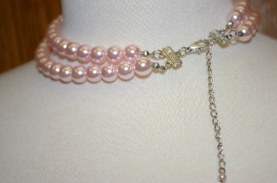 +MBA #16-430  Double Strand Pink Glass Pearl Necklace