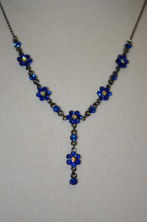 +MBA #16-420  Blue Crystal Necklace