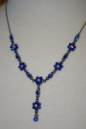 +MBA #16-420  Blue Crystal Necklace
