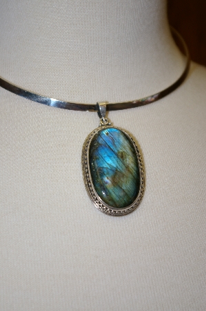 +MBA #16-121  Nice Labradorite Sterling Pendant