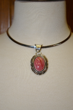 +MBA #16-116  Beautiful Artist Signed Rhodocroite Sterling Pendant