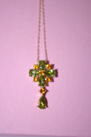 +MBA #16-518  Beautiful Citrine & Peridot 14K Pendant With Chain