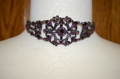 +MBA #17-398  Vintage Look Purple Crystal Chocker