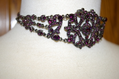 +MBA #17-398  Vintage Look Purple Crystal Chocker