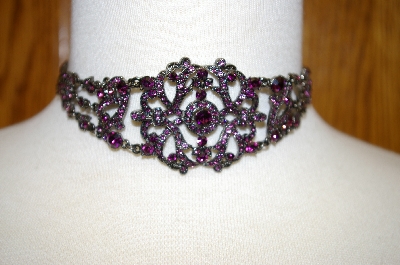 +MBA #17-398  Vintage Look Purple Crystal Chocker