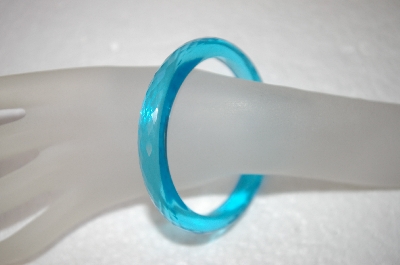 +MBA #17-223  Hand Cut & Made Turquoise Colored Glass Bangle Bracelet