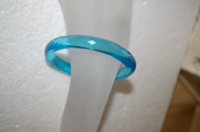 +MBA #17-223  Hand Cut & Made Turquoise Colored Glass Bangle Bracelet