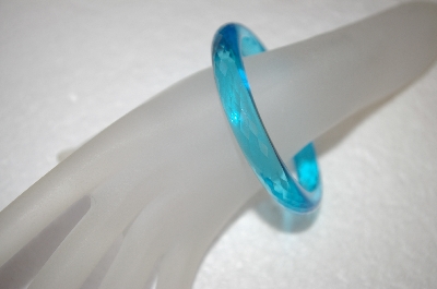 +MBA #17-223  Hand Cut & Made Turquoise Colored Glass Bangle Bracelet
