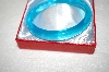 +MBA #17-223  Hand Cut & Made Turquoise Colored Glass Bangle Bracelet