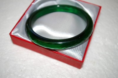 +MBA #218-A  Rare Dark Green Glass Bangle Bracelet