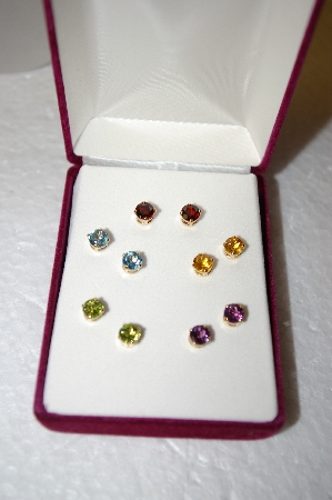+MBA #17-227   "Set Of 5 14K Yellow Gold Gemstone Studs