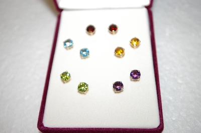 +MBA #17-227   "Set Of 5 14K Yellow Gold Gemstone Studs