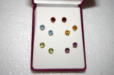 +MBA #17-227   "Set Of 5 14K Yellow Gold Gemstone Studs