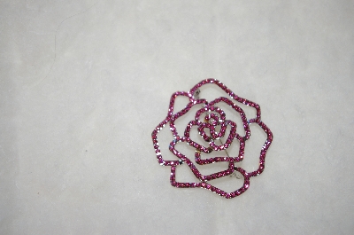 +MBA #17-044  Pink Crystal Rose Pin
