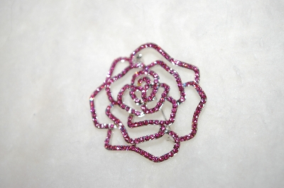 +MBA #17-044  Pink Crystal Rose Pin