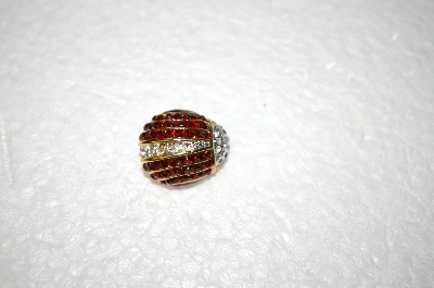 +MBA #17-073  Small Red & White Crystal Lady Bug Pin