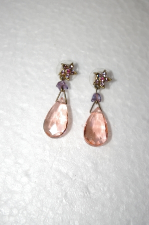 +MBA #17-058  Sweet Romance Pink Glass Earrings