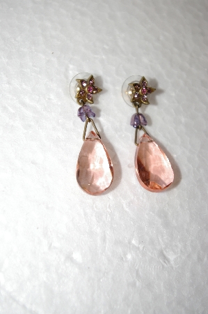 +MBA #17-058  Sweet Romance Pink Glass Earrings