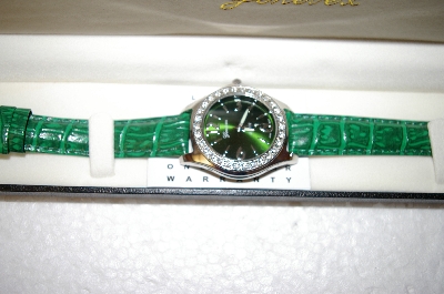 +MBA #17-303  Genevex Ladies Swarovski Crystal Green Watch