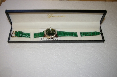+MBA #17-303  Genevex Ladies Swarovski Crystal Green Watch