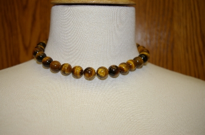 +MBA #17-149  18" Tiger Eye Large Bead Sterling Necklace