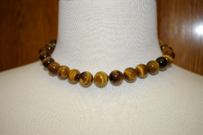 +MBA #17-149  18" Tiger Eye Large Bead Sterling Necklace
