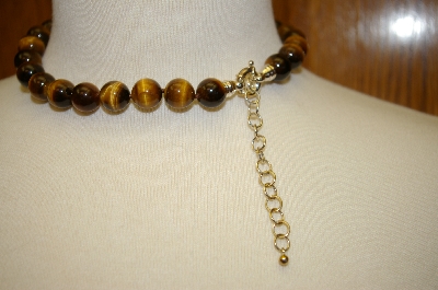 +MBA #17-149  18" Tiger Eye Large Bead Sterling Necklace