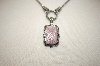 +MBA #17-177  Suspicion Pink Mother Of Pearl Marcasite Enhancer With Matching Chain