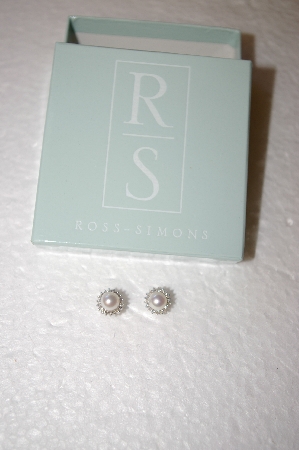 +MBA #17-215  Ross-Simons Cultured Freshwater Pearl & Diamond Earrings