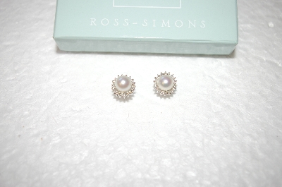 +MBA #17-215  Ross-Simons Cultured Freshwater Pearl & Diamond Earrings