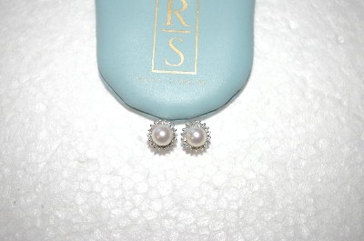 +MBA #17-215  Ross-Simons Cultured Freshwater Pearl & Diamond Earrings