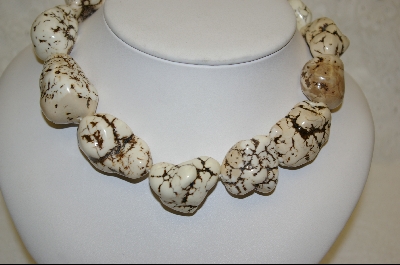 +MBA #AH   Jumbo White African Howlite Nugget Necklace
