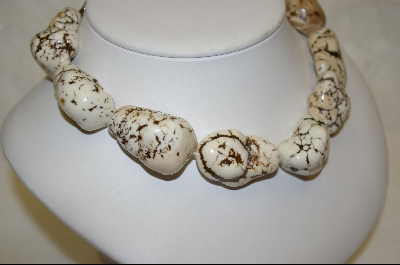 +MBA #AH   Jumbo White African Howlite Nugget Necklace