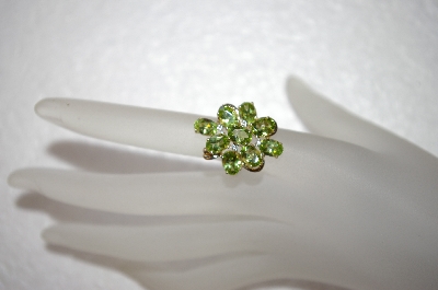 +MBA #17-263  9 Stone Oval Cut Peridot 14K Ring