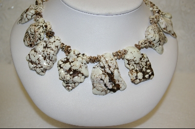 +MBA #AHN    Sliced White African Howlite Necklace