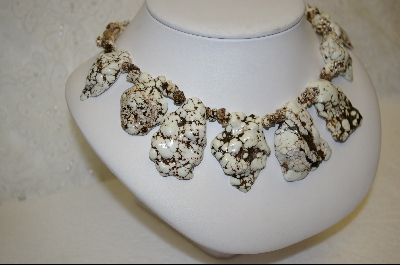 +MBA #AHN    Sliced White African Howlite Necklace